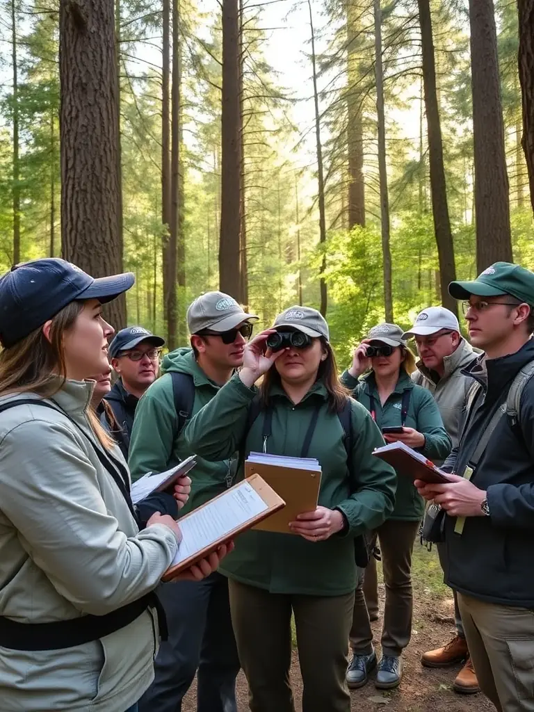 A photograph of ACCA members conducting a wildlife population survey, collecting data on animal numbers and distribution in the area.