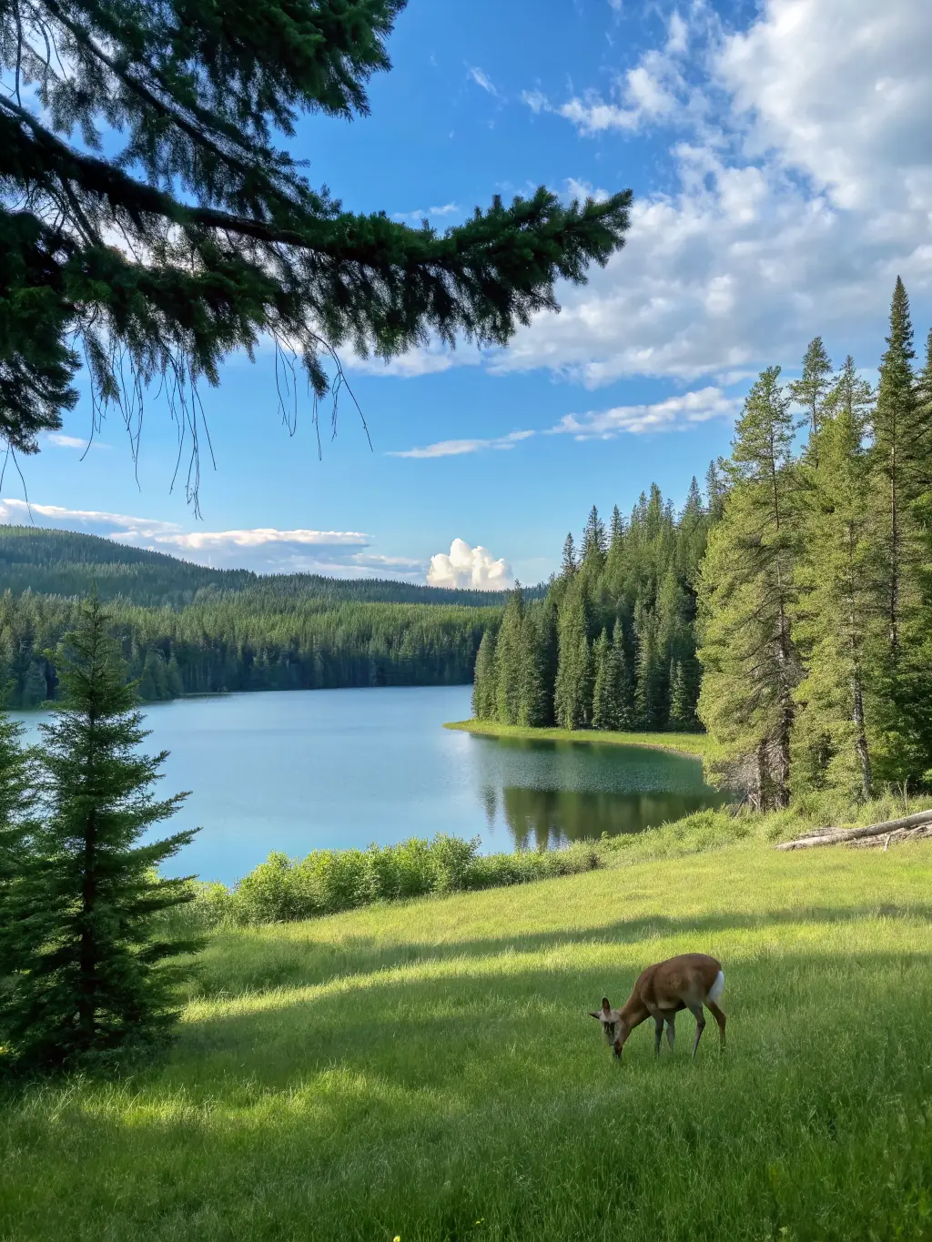 A scenic view of a well-managed hunting area, showcasing healthy wildlife populations and natural habitats, emphasizing sustainable hunting practices.